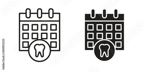 Dental appsointment icon set, line and black glyph style for food app website.