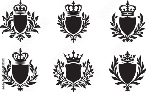 "Royal Crest Vector Emblem Set"

"Crown and Shield Heraldic Logo Collection"

"Noble Coat of Arms Silhouette Bundle"