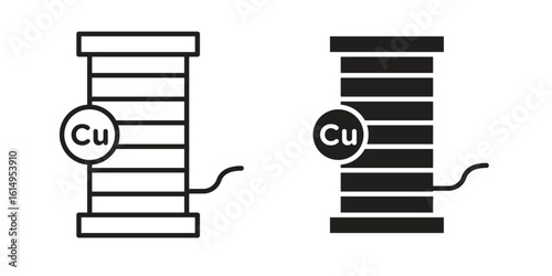 Copper icon set, line and black glyph style for food app website.