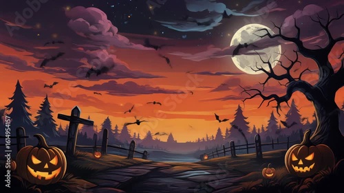 ハロウィーンホラー背景　アニメーション