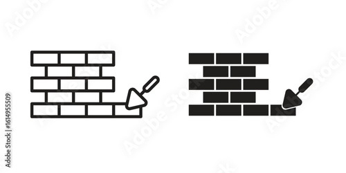 Brickwork icon set, line and black glyph style for food app website.