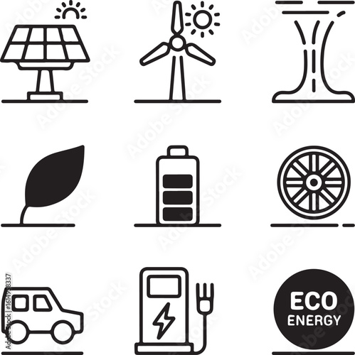 Green Energy Outline Icons – Sustainable Power Generation Symbols in Minimal Style.png