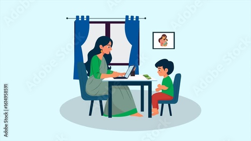  Mother Teaching Child at Home