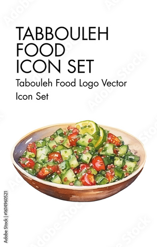 Tabouleh food logo vector Icon set