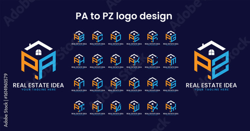 Editable Real Estate Lettermark Logo Set – PA to PZ Vector Branding Kit