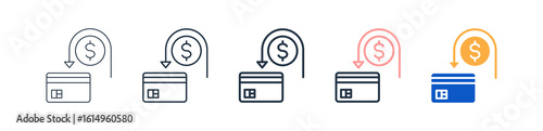 Chargeback different style icons set vector illustration. 
