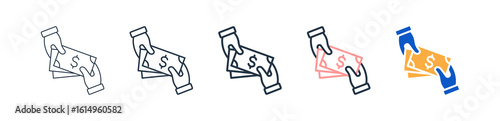 Cash Payment different style icons set vector illustration. 