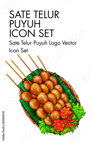 Sate telur puyuh logo vector Icon set