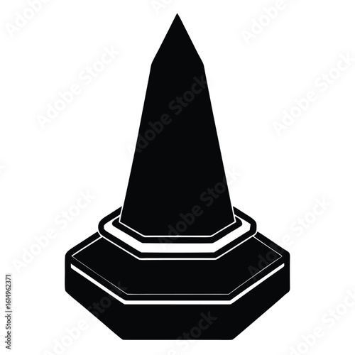 Vector art of a black ring display stand is isolated on white background, perfect for showcasing rings