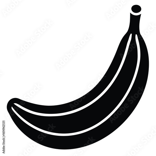 Vector art of a single black banana is isolated on white background, a healthy and tropical fruit