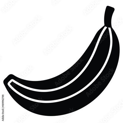 Vector art of a single black banana isolated on white background, a healthy and delicious tropical snack