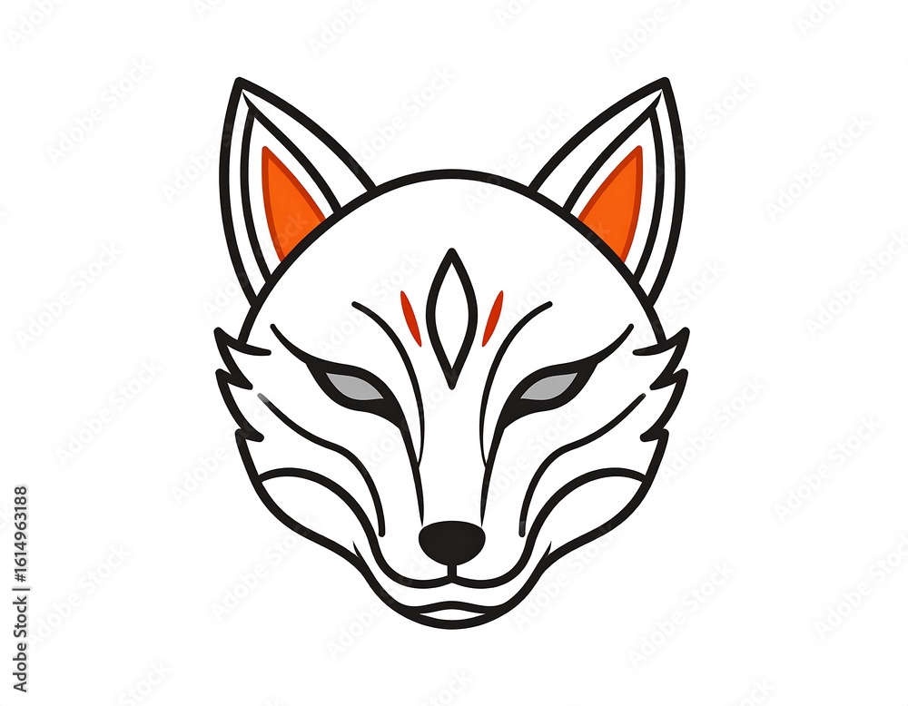 Fototapeta premium Simple white fox head, stylized