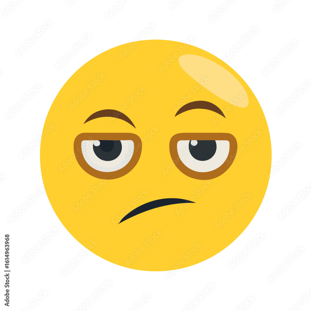 Fototapeta premium Bored and Uninterested Face Emoji Icon with Rolling Eyes and Sarcastic Expression Vector