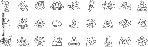 Business People and Presentation Icons – Meeting, Report, Strategy, Speaker, Analysis, HR, Corporate, Discussion