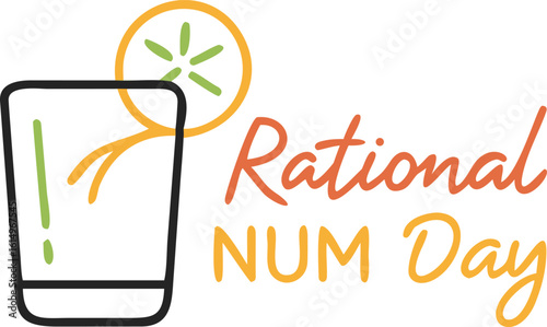 Rational Num Day text with orange and green design elements typography celebration