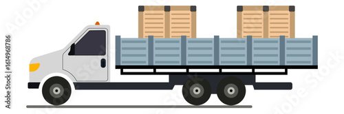 Truck with boxes on the platform. Illustration of a truck with an open platform.