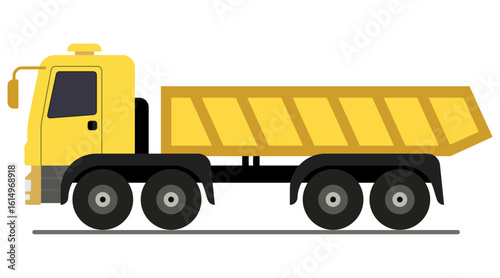 Large yellow truck for transporting bulk materials. Suitable for logistics, transportation and business themes.