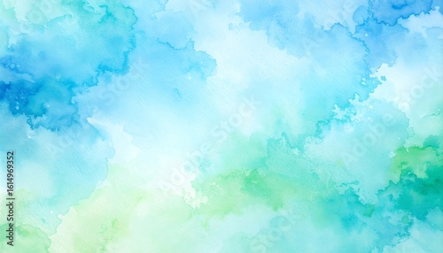 Soothing watercolor background, tranquil blend of blue and green hues for serene designs.