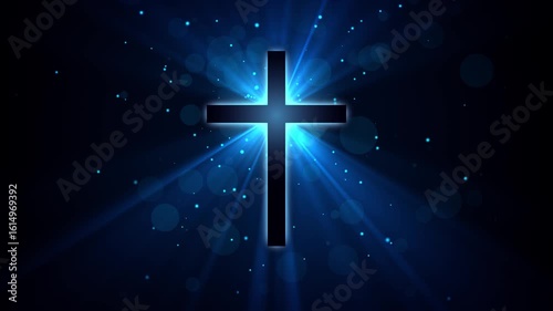 Christian Worship and Prayer based animation with Holy Cross background loop in 4K HD resolution. Useful for christian, church, spiritual, prayer based concepts.