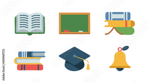 AI Generate Educational Icons Set for Learning Teaching and Schooling Ideal Visuals for Academic Applications Design and Illustration Projects