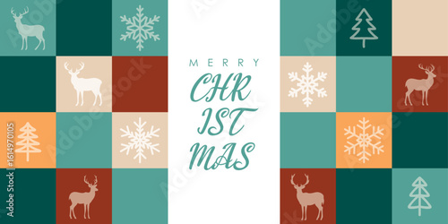 Wallpaper Mural christmas greeting card with trees and snowflakes vector illustration Torontodigital.ca