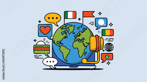 AI Generate Global Communication Concept Illustrating Worldwide Dialogue Connection Across Borders Promoting Digital Interaction in a Universal Realm