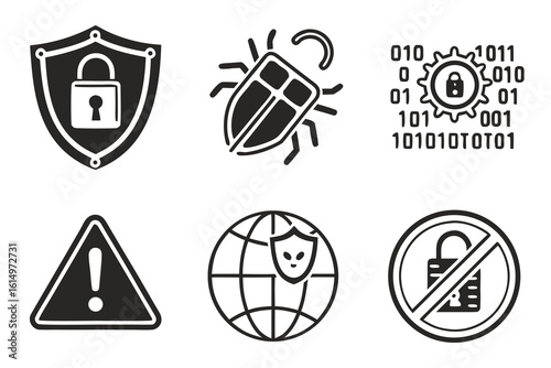 Cybersecurity Icons Set for Digital Protection.