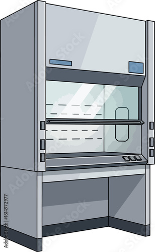 Clean Modern Design Illustrated Laboratory Fume Hood Isolated Vector Illustration