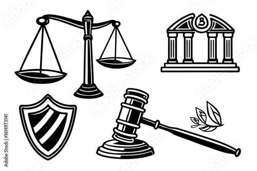 Legal Symbols Collection Justice Law and Order.