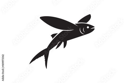 Flying Fish Silhouette Vector Art Black Flying Fish Silhouette Clipart
