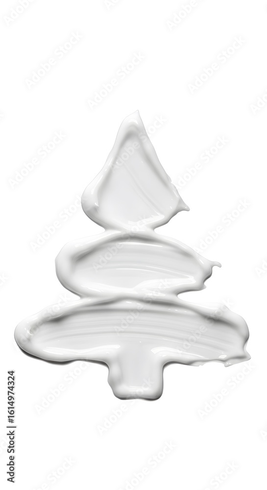 Obraz premium Creamy Christmas Tree Shape on White Surface