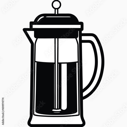 Classic French press coffee maker icon with plunger and handle a timeless tool for brewing rich aromatic coffee at home 