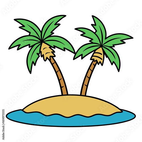 Pair of palms on an island outline