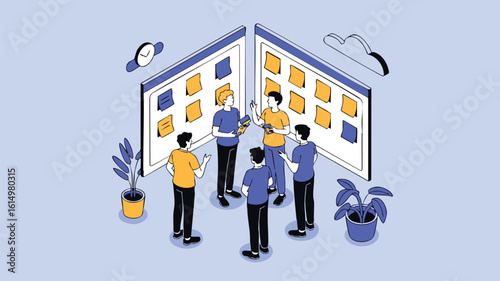AI Generate Team Collaboration Icon Conceptualizing Strategic Planning and Task Management Visualization