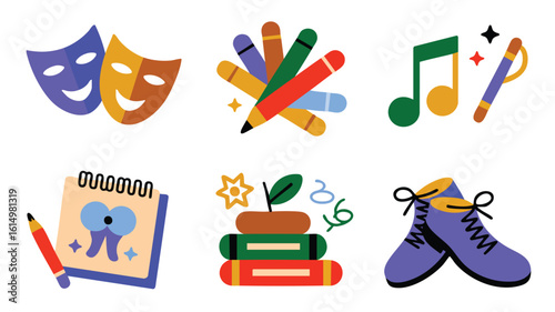AI Generate Whimsical Education and Arts Icons for Creative Applications