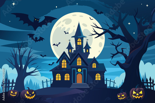 halloween background with haunted house