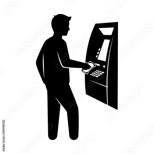 Man Using ATM Machine Illustration