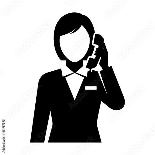 Female Office Receptionist Talking on Landline Phone Silhouette