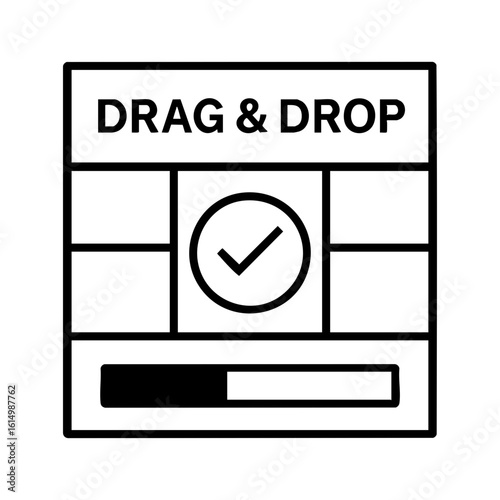 Drag and Drop UI Panel Icon with Grid and Progress