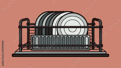 Vintage vector illustration design of old wooden box with a set of kitchen utensils for home interior