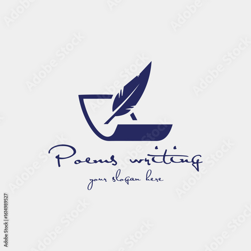 letters b poem writing logo design vector