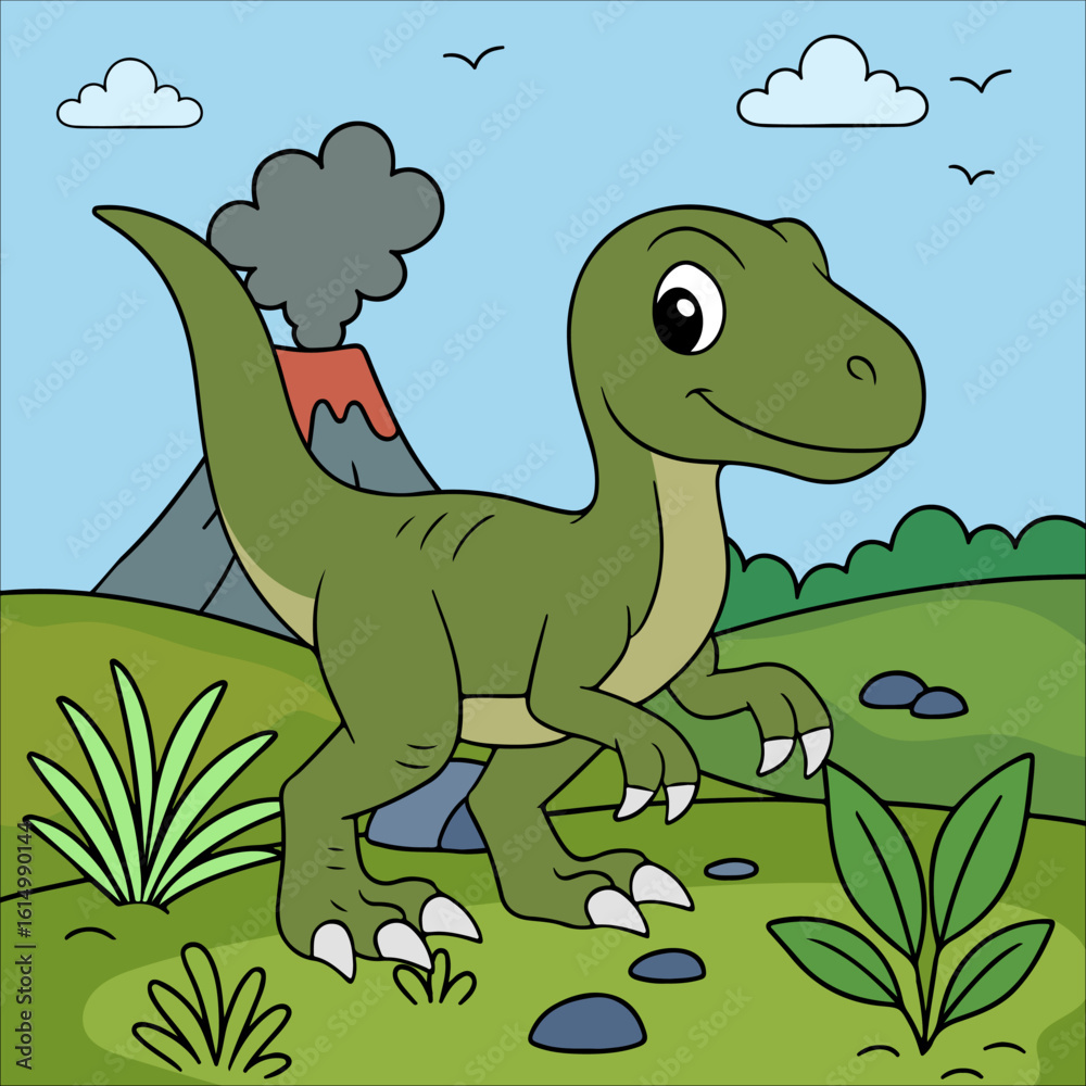 Fototapeta premium Velociraptor Dinosaur Children Coloring Pages