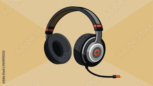 Isolated black stereo headphones for listening to music