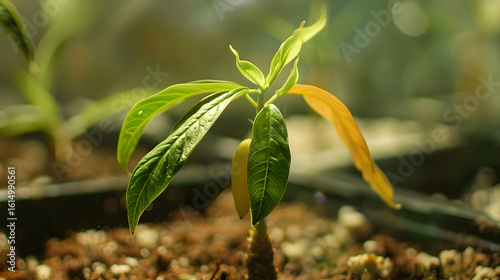 young mango plant in the garden