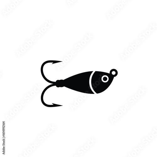 Black fishing lure with hook bait tackle