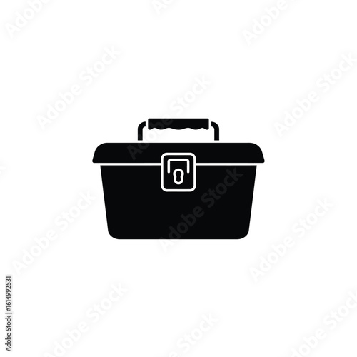Black lock box icon with handle container
