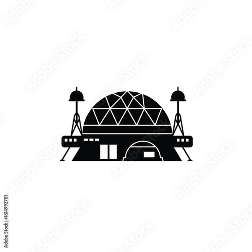 Lunar base dome structure with antennas icon