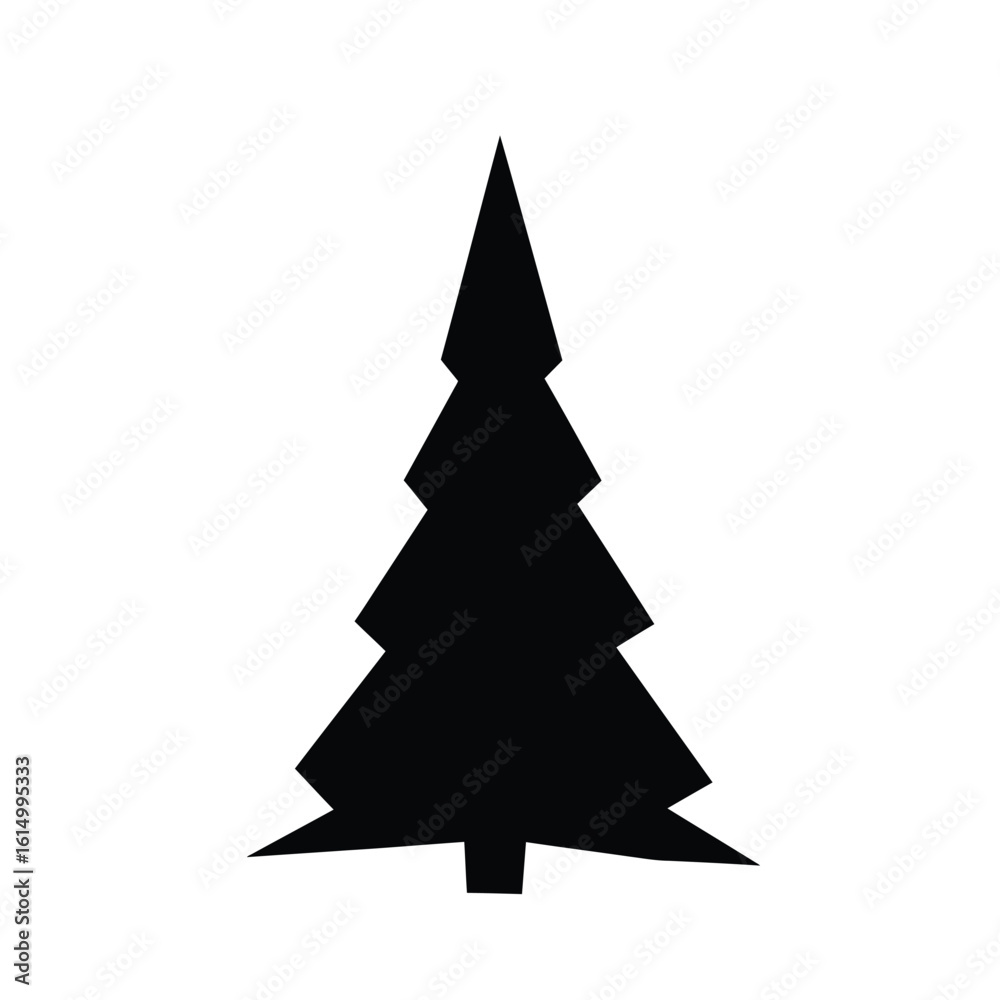 Fototapeta premium Black origami tree silhouette icon