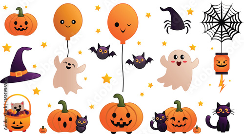 Halloween set vector outline and shape