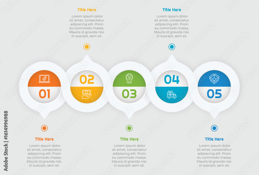Fototapeta premium 5 Steps Flat Circle Infographic Element. Modern and clean design for presentations, reports, and web